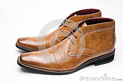 Brown chukka boots Stock Photo