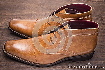 Brown chukka boots Stock Photo
