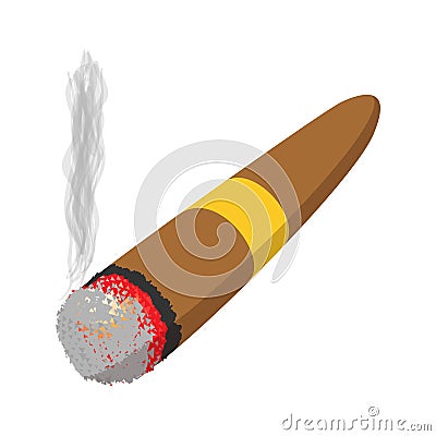 Brown cigar burned cartoon icon Stock Photo
