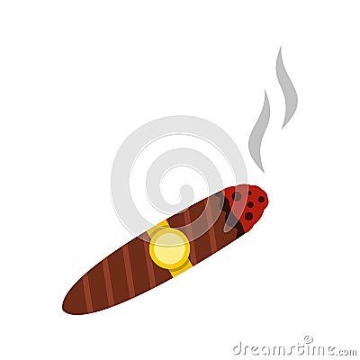 Brown cigar icon, flat style Vector Illustration