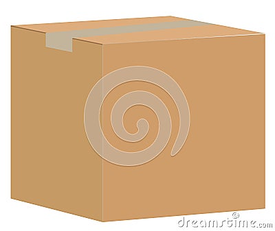 Brown closed carton delivery packaging box isolated on white Vector Illustration