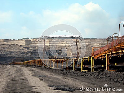 Brown coal conveyer Stock Photo