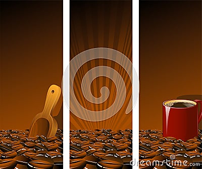 Brown Coffee Banners Vector Illustration