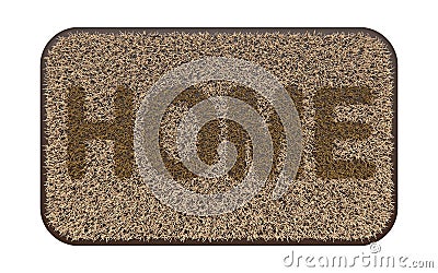 Brown coir doormat with text HOME 3D Cartoon Illustration