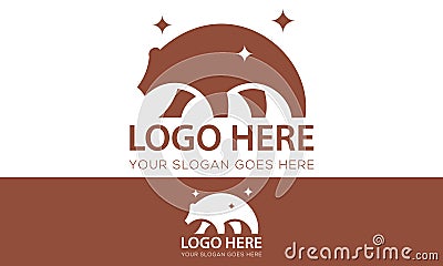 Brown Color Bear Cartoon Logo Design Vector Illustration