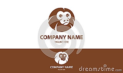 Brown Color Monkey Head Logo Design Vector Illustration