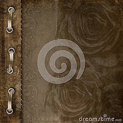 Brown cover for an album with roses Stock Photo