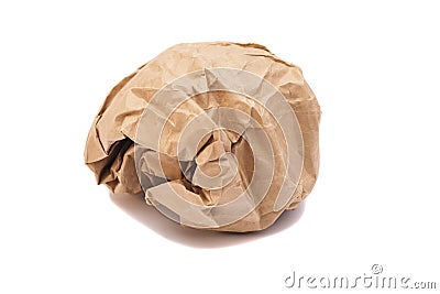 Brown crumpled paper ball Stock Photo