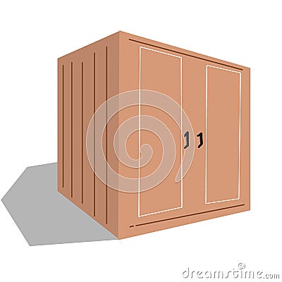 Brown Cupboard in flat design Stock Photo