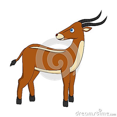 Brown Cute Antelope turned back Vector Illustration