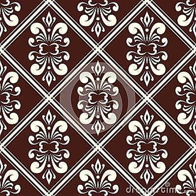 Brown damask pattern Vector Illustration