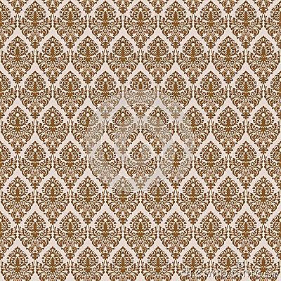 Brown damask seamless texture Vector Illustration