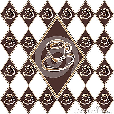 Brown diamond cup pattern with label Vector Illustration