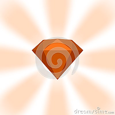 Brown diamond gemstone on zoom comics, brown flat diamonds jewelry icon, brown gems on soft rays burst shine background, brown Vector Illustration