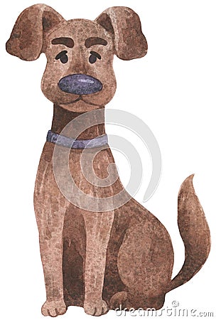 The brown dog. Autumn clip Art for Halloween with animals. Watercolor illustration for a Halloween party Stock Photo