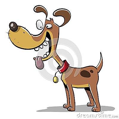 Brown dog with big smile wagging tail Vector Illustration