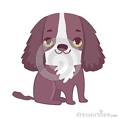 Brown dog domestic sitting cartoon pets Vector Illustration