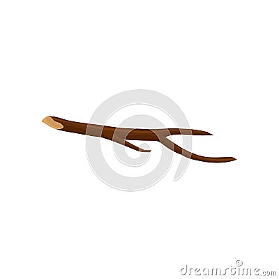 Brown dry branch of tree. Wood for bonfire or fireplace. Organic material. Isolated flat vector design Vector Illustration