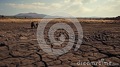 Brown dry soil background background the chimpanzee cried, looking at the sky. Generative ai Stock Photo