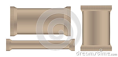 Brown eco shiny plastic/metal blank packages, vector illustration Vector Illustration