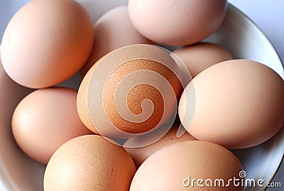 Brown Eggs in a Bowl Stock Photo