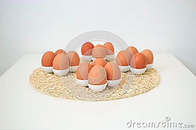 Brown eggs on a light background Stock Photo