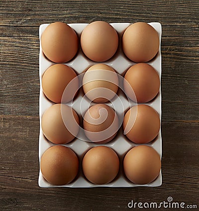 Brown Eggs Over head CloseUp Stock Photo