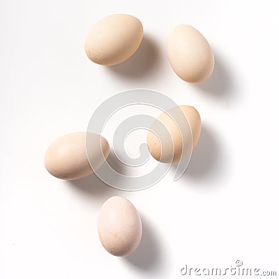 Brown eggs on white background. Stock Photo