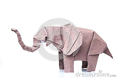 Brown elephant origami figurine Stock Photo