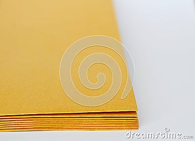 Brown envelop overlay on white background Stock Photo