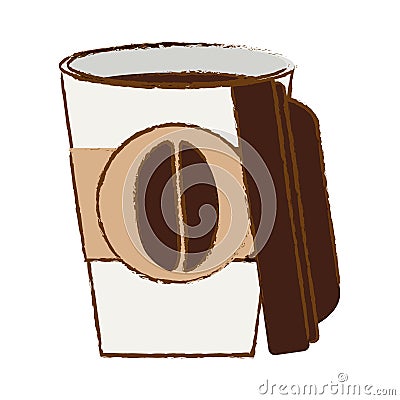 Brown espresso coffee open image Cartoon Illustration