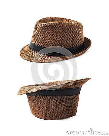 Brown fedora hat isolated Stock Photo
