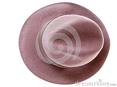 Brown felt man's hat top view Stock Photo