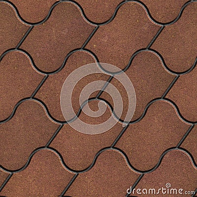 Brown Figured Pavement with Decorative Wave Stock Photo