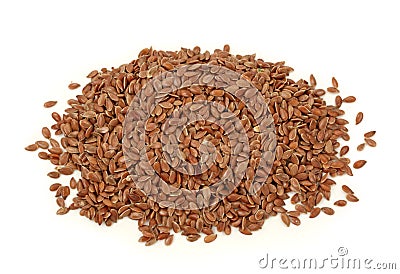 Brown flax seeds Stock Photo