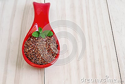 Brown flaxseeds. Healthy seads with vitamins and minerals. Stock Photo