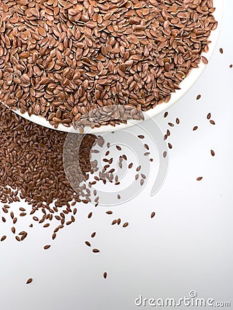 Brown flaxseeds. Stock Photo