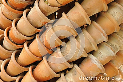 Brown flower pots Stock Photo
