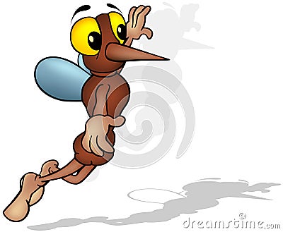 Brown Flying Mosquito in the Air Vector Illustration