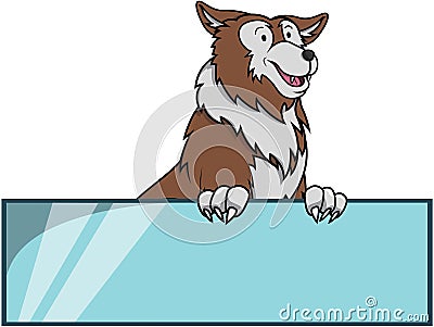 Wolf Holding Wide Glass Color Illustration Vector Illustration