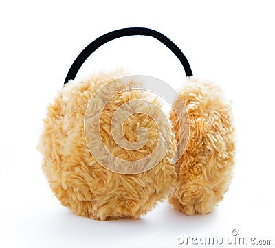 Brown Fuzzy Ear Muffs Stock Photo