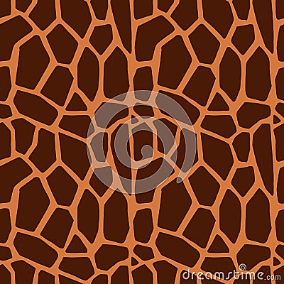 Brown Giraffe skin seamless pattern. Vector animal giraffe texture background Vector Illustration