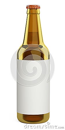 Brown glass beer bottle with a label. Design mockup template Cartoon Illustration