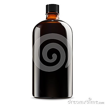 Brown glass bottle. Cosmetic, medical syrup jar Vector Illustration