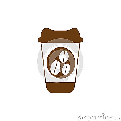 brown glass disposable for hot drinks with lid Cartoon Illustration