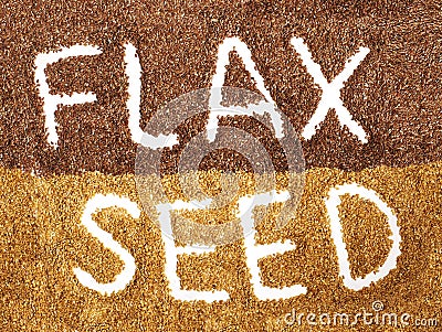 Brown and goden flax seeds. Stock Photo