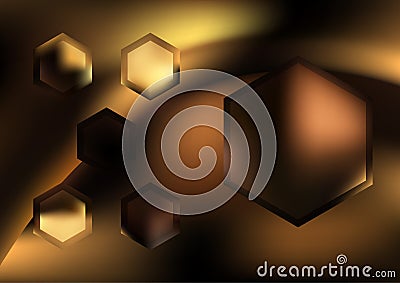 Brown Gold and Black Hexagon Shape Background Stock Photo