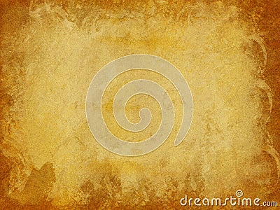 Brown and Gold Distressed Paper Texture Background with Dark Edges Stock Photo