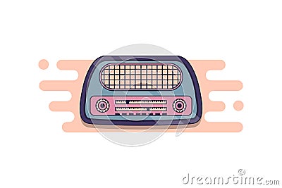 Illustration of retro radio recorder logo design template Vector Illustration