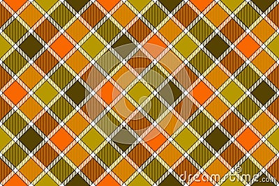 Brown green orange diagonal check seamless pattern Vector Illustration